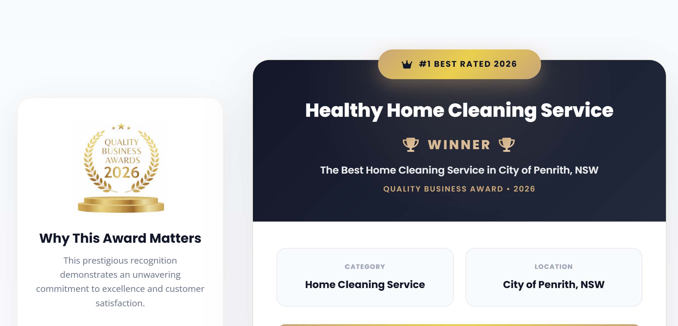 Healthy Home Quality Business Award!